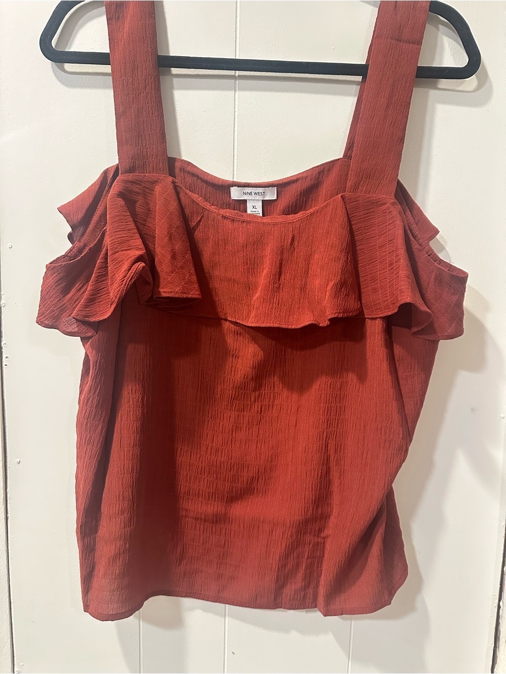 Nine West Rust Red Ruffle Strap Camisole